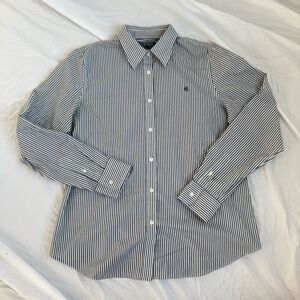 Ralph Lauren Navy and White Striped Dress Shirt